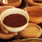 Mustard seeds in clay bowls