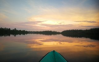 Kajaken im Sonnenaufgang Sri Lankas