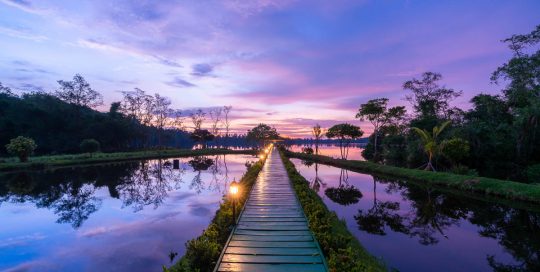 Steg zur Sea-Lounge und dem Natursee des Resorts